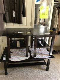 #7	(2) dark wood end tables w shelf 21x23x21 $65 ea.	 $130.00 
#8	dark wood coffee table w shelf 46x32x17	 $65.00 
