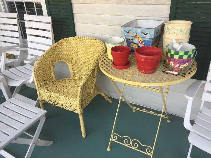  For wicker chairs one yellow the rest are green $25 each