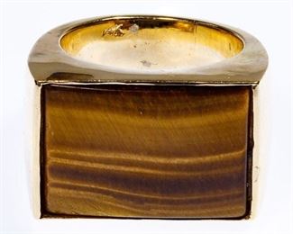 14k Gold and Tiger Eye Ring