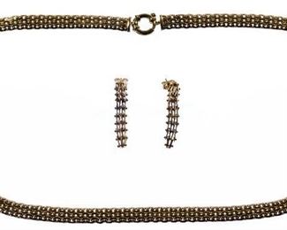 14k Gold Necklace and Pierced Earrings