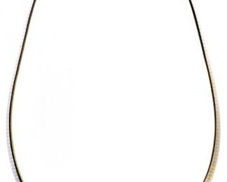 14k White and Yellow Gold Graduated Omega Necklace