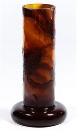 Emile Galle Fire Polished Art Glass Vase