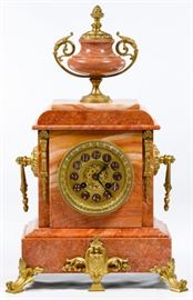 French Marble and Bronze Mantel Clock