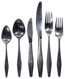 Gio Ponti for Reed Barton Diamond Sterling Silver Flatware Service