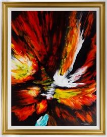 Leonardo Nierman Mexican b.1932 Fuerza Cosmica Oil on Masonite