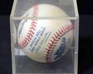 George Brett Autographed 1985 World Series Baseball In Case