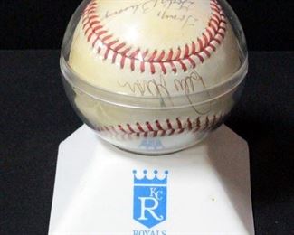 Kansas City Royals Autographed Baseball Includes George Brett And Others Dated "6-24-86"