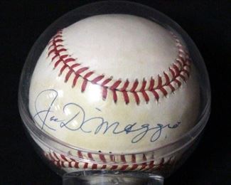 Joe DiMaggio Authentic Autographed Baseball With COA On Stand