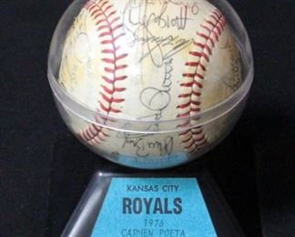 Kansas City Royals Autographed 1976 Baseball In Case