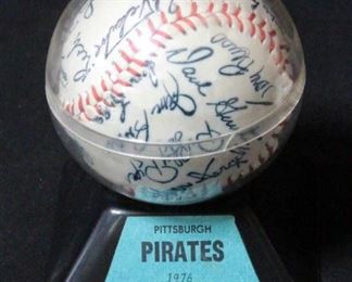 Pittsburgh Pirates 1976 Stamped Signatures Baseball In Case
