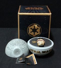 Fossil Star Wars Death Star Watch Set Gold LE With Lapel Pin Li-1569 In Death Star Case, Unused
