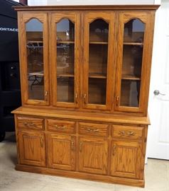 China Cabinet, 3 Shelves, 4 Drawers, 4 Doors to Single Base Compartment 60"W x 64.5"H x 18"D