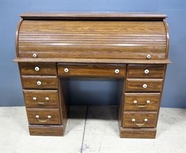 Rolltop Desk, 5 Drawers, Some Cosmetic Flaws, 48"W x 42"H x 20"D