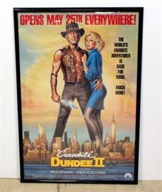 1988 Crocodile Dundee II Movie Poster Print Paul Hogan Linda Kozlowski Framed 28"W x 41"H