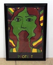 1973 Red Women's Workshop Protest Poster Print, Framed 27"W x 39"H