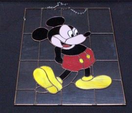 Mickey Mouse Hanging Painted Glass 16"W x 22.5"H