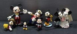 Assortment Of Mickey Mouse Figurines 5 Ceramic And 2 Plastic Total Qty 7