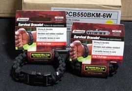 SecureLine Survival Bracelets 550 Paracord Military Grade, Size Medium, Unused In Original Packaging Qty 6 Per Box, 37 Boxes, Total Qty 222 Bracelets