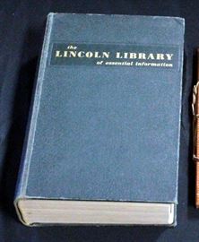 Lincoln Library Of Essential Information 1957 And Three Mountaineers Wood Bound Guest Log