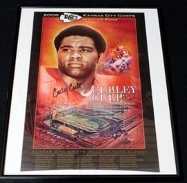 Curley Culp Kansas City Chiefs Hall Of Fame Autographed Poster Framed 14"W x 18"H