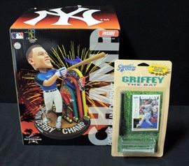 Aaron Judge Home Run Derby Champ Bobble Head By FOCO In Original Box And Ken Griffey Jr The Bat Miniature Replica Bat Unopened