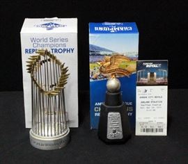 2015 World Series Champions Replica Trophy And 2014 American League Champions Replica Trophy Both In Original Boxes