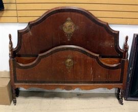 Headboard And Footboard For Double/Full Mattress, Floral Emblem, 56.6"W x 47.75"H (Headboard) 31"H (Footboard)