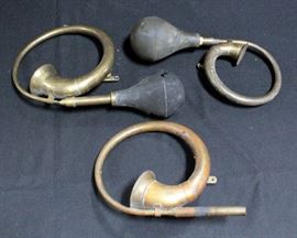 Antique Brass Automobile Bulb Horns (3) Bulbs Do Not Squeeze