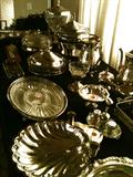 Silver plated trays & pots & bowls