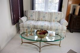 Sherrill Sofa, Glass Top Coffee Table