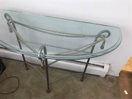 Demilune Metal and Glass Table