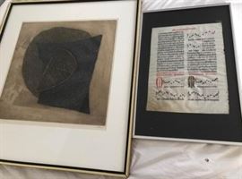 Signed Piza Print and Page of Scripture