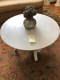 30" distressed light grey painted coffee table $50