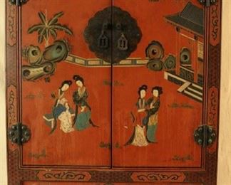 Vintage Chinese Carved Lacquer Small Cabinet