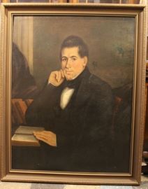 Large Mid 19th Oil on Canvas Portrait of a Gentleman