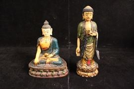 Two Hand Carved Figures of Buddha