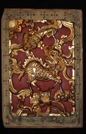 Antique Chinese Carved and Gilded Panel
