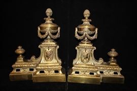 Antique French Gilt Brass Fireplace Fender Chevets