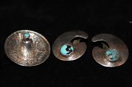 Vintage Mexico Sterling Brooch Pin and Earrings