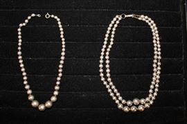 Vintage Mexico Sterling Ball Bead Necklaces