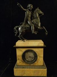 Antique French Marble and Bronze Napoleon Clock