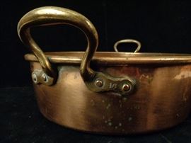 Antique Large Hand Hammered Copper Jam Pan, 17" dia.