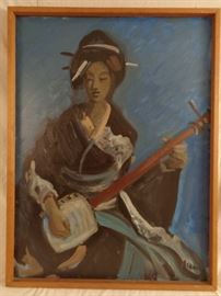 Anders Aldrin (1899-1970) Oil on Canvas Painting of a Japanese Woman