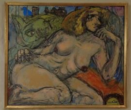 Byron Randall (1918-1999) Oil and Charcoal on Masonite "Meg Series Charcoal"