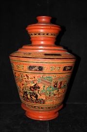Vintage Burma Lacquer Tall Jar