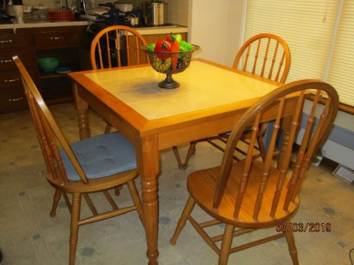 Tile top table with 4 chairs
