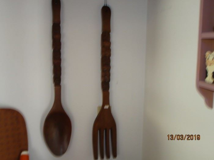 Carved woodTiki Fork and spoon