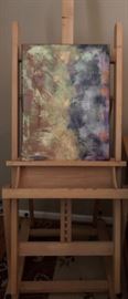 Artist Easel                                                                                  "Hobe Haboob" Acrylic w Gesso 18 x 24  Abstract browns, green, orange by Bonnie Hoath
