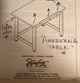 Studio by Sauder Americana Artist Table w Lift
and Matching File Cabinet