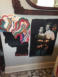 Vintage Simon and Garfunkel and Bob Dylan posters